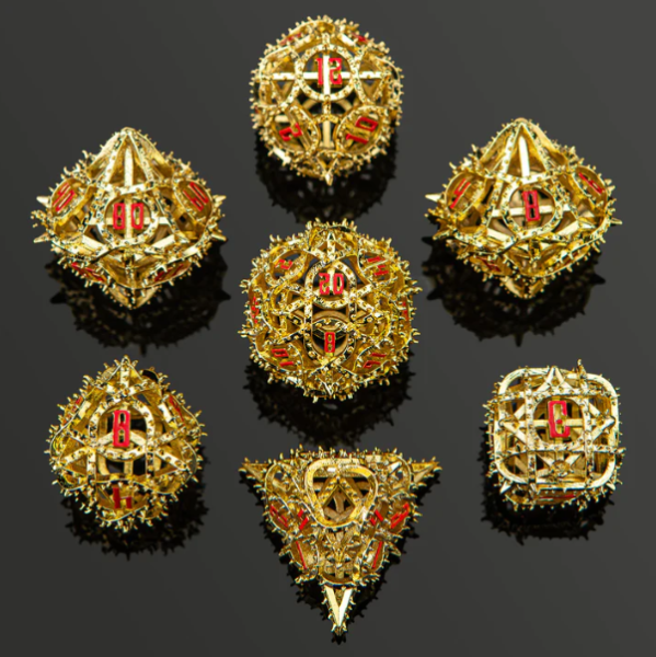 Demon Cage Hollow Dice Set Gold (7)