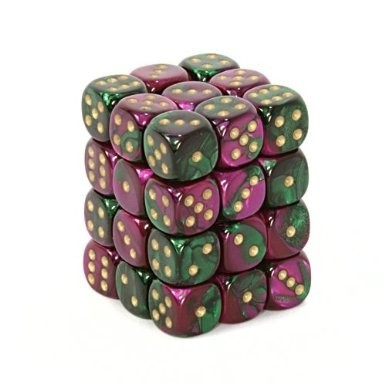 Gemini Green-Purple/gold D6 12mm Dobbelsteen Set (36 stuks)