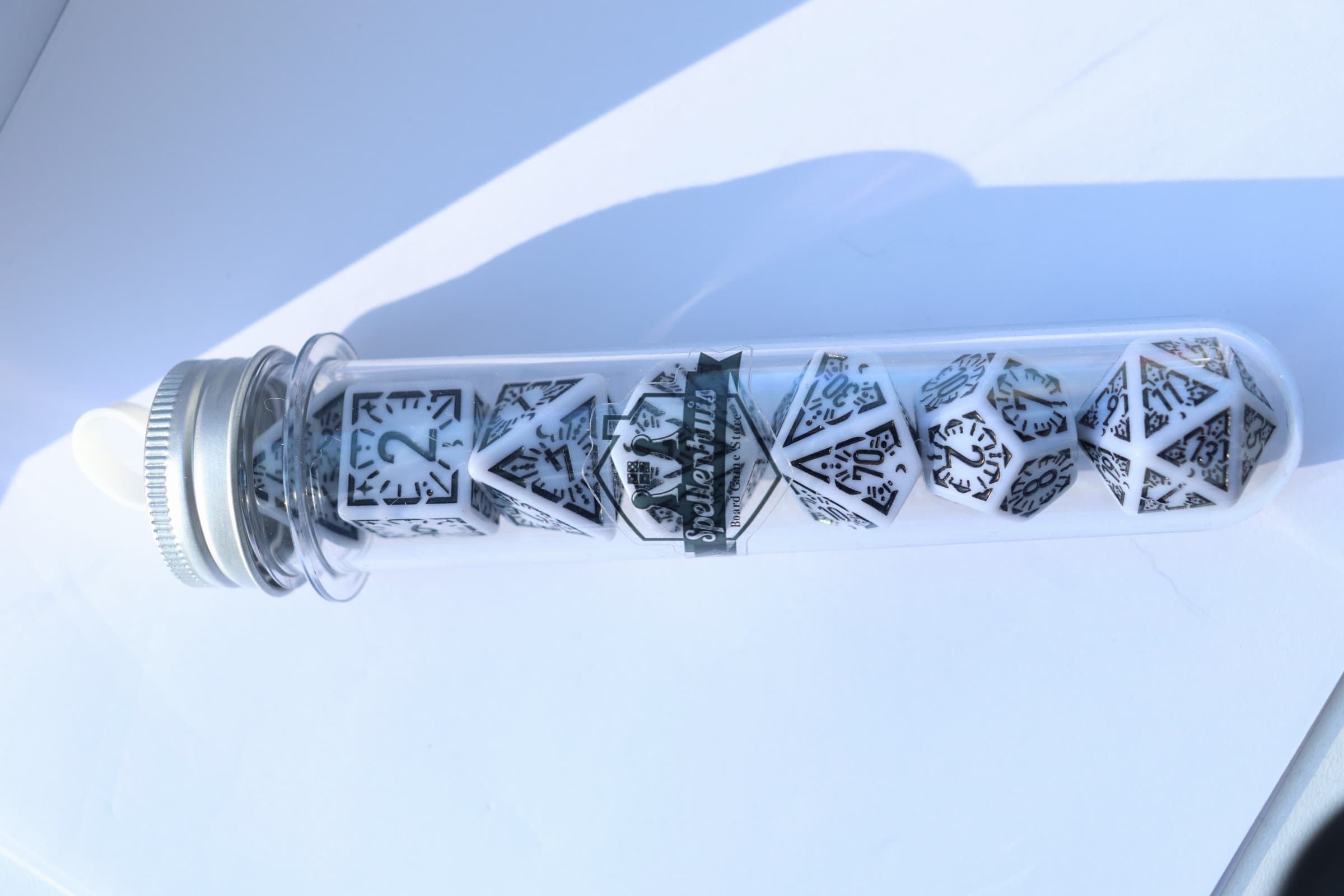 RPG Dice set Koker - Zwart Wit