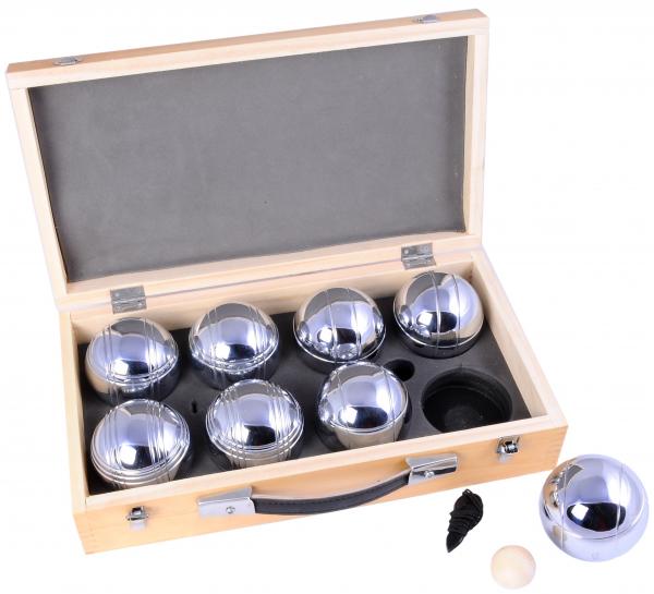 Jeu de boules in houten kist - 8 ballen 720gr.