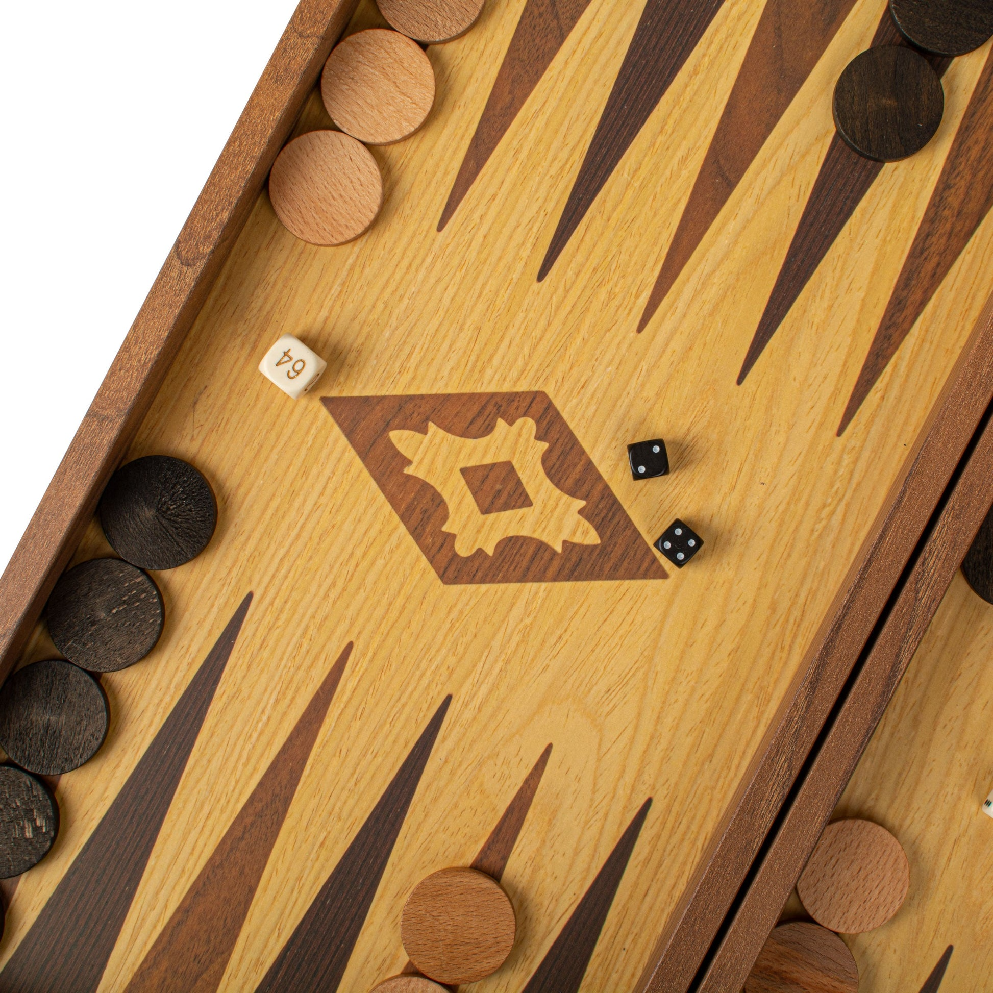 Handgemaakte replica backgammonset van eiken en walnoot