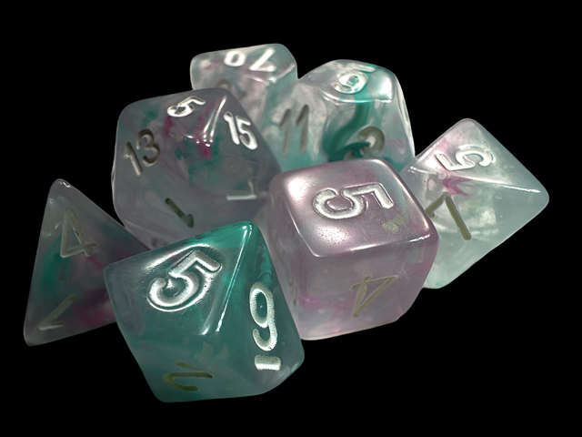 Nebula Mini-hedral Wisteria/white Dobbelsteen Set (7 stuks)