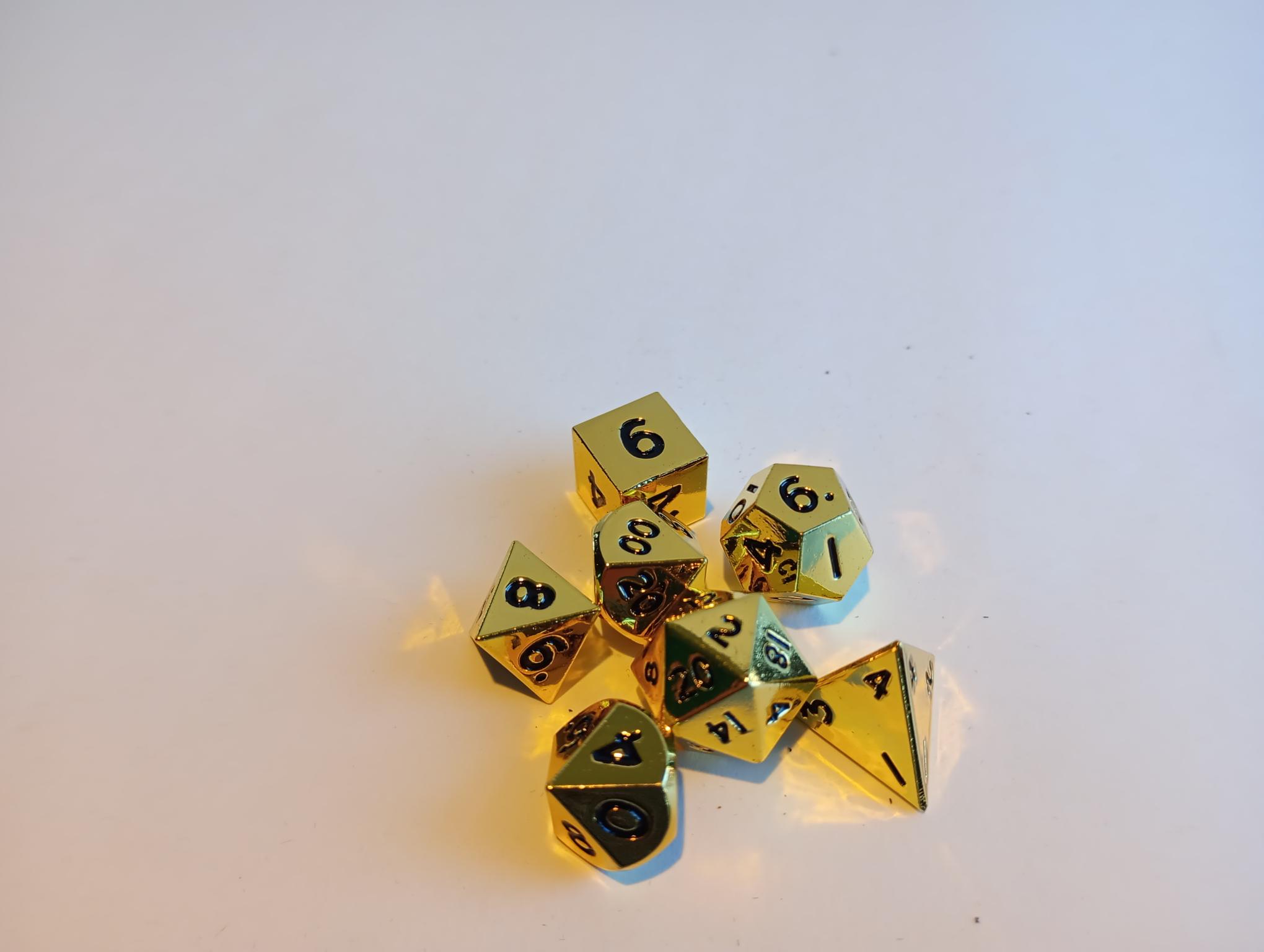 RPG Dice set (7) Mini Metal Gold