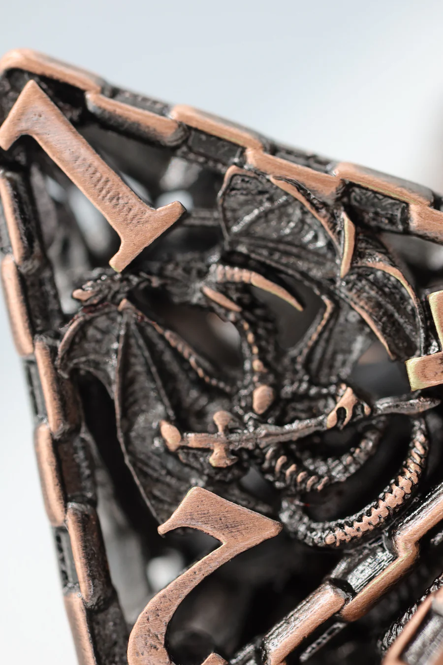 Chained Dragon Copper Hollow Metal RPG Dice Set (7)