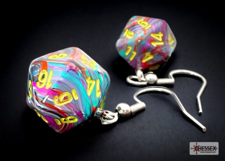 Hook Earrings Festive Mosaic Mini-Poly D20