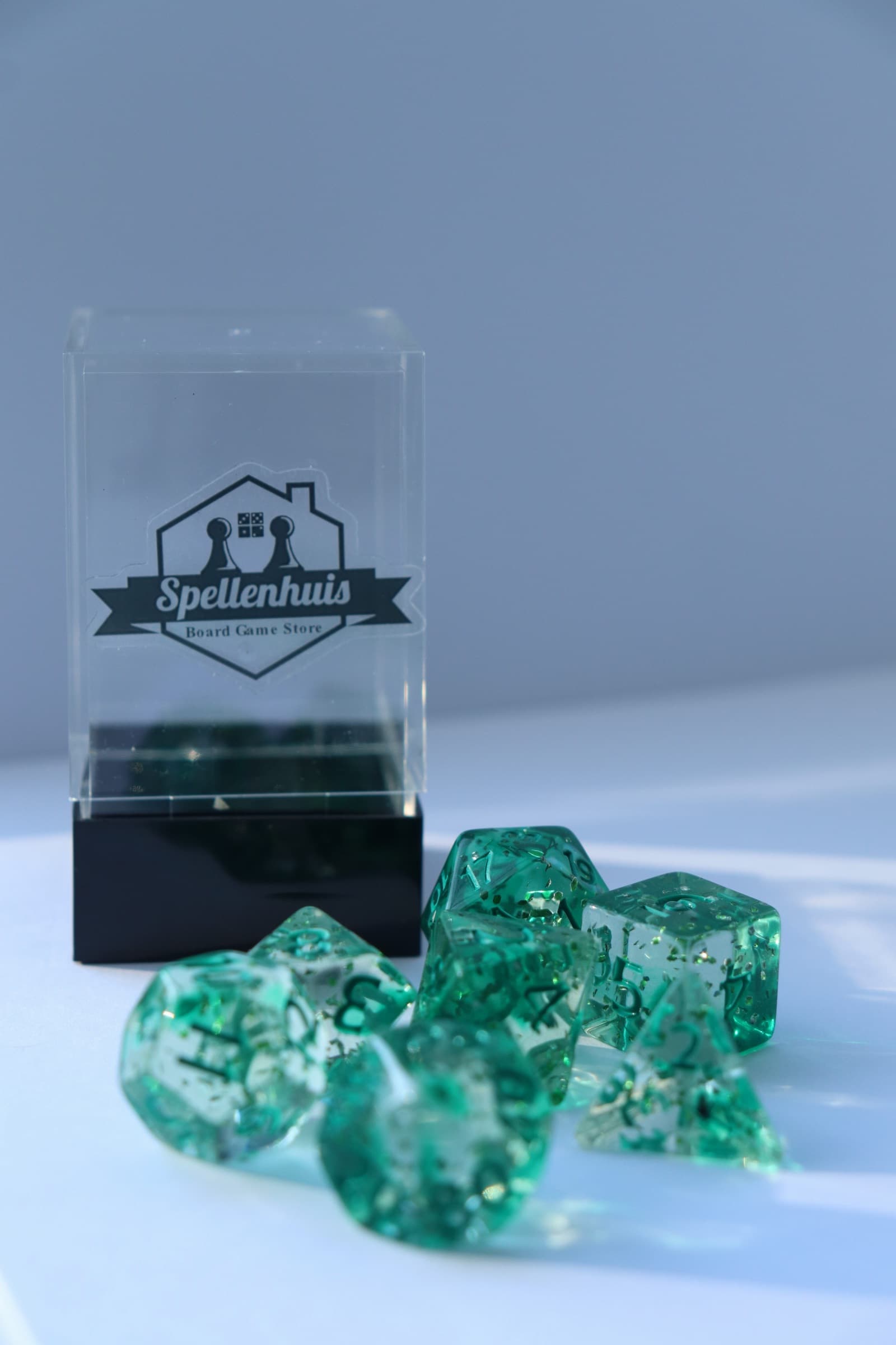RPG Dice set (7) Translucent Glitter Green