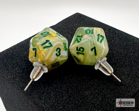 Stud Earrings Marble Green Mini-Poly D20