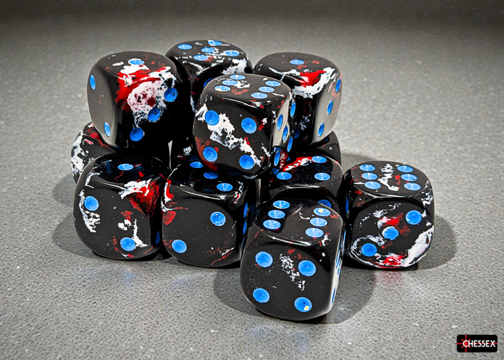 Brush Dark Side/blue D6 16mm Dobbelsteen Set (12 stuks)