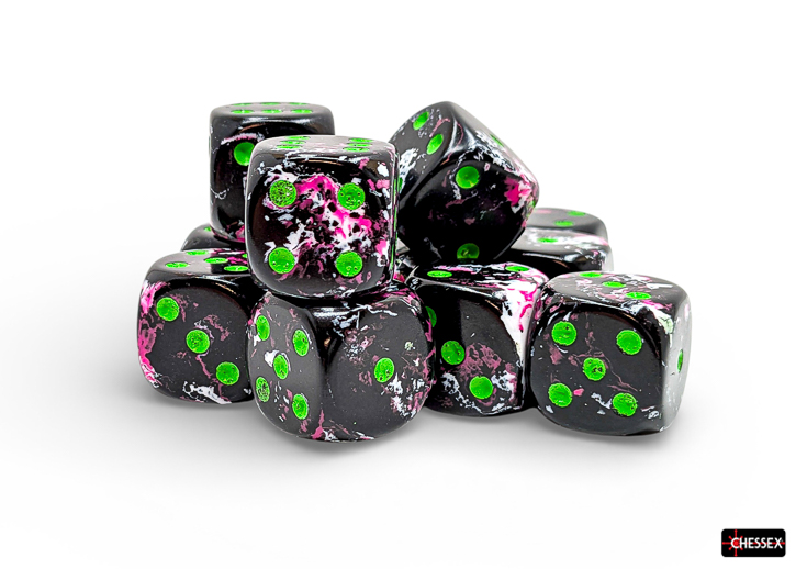 Brush Paintball/green D6 16mm Dobbelsteen Set (12 stuks)