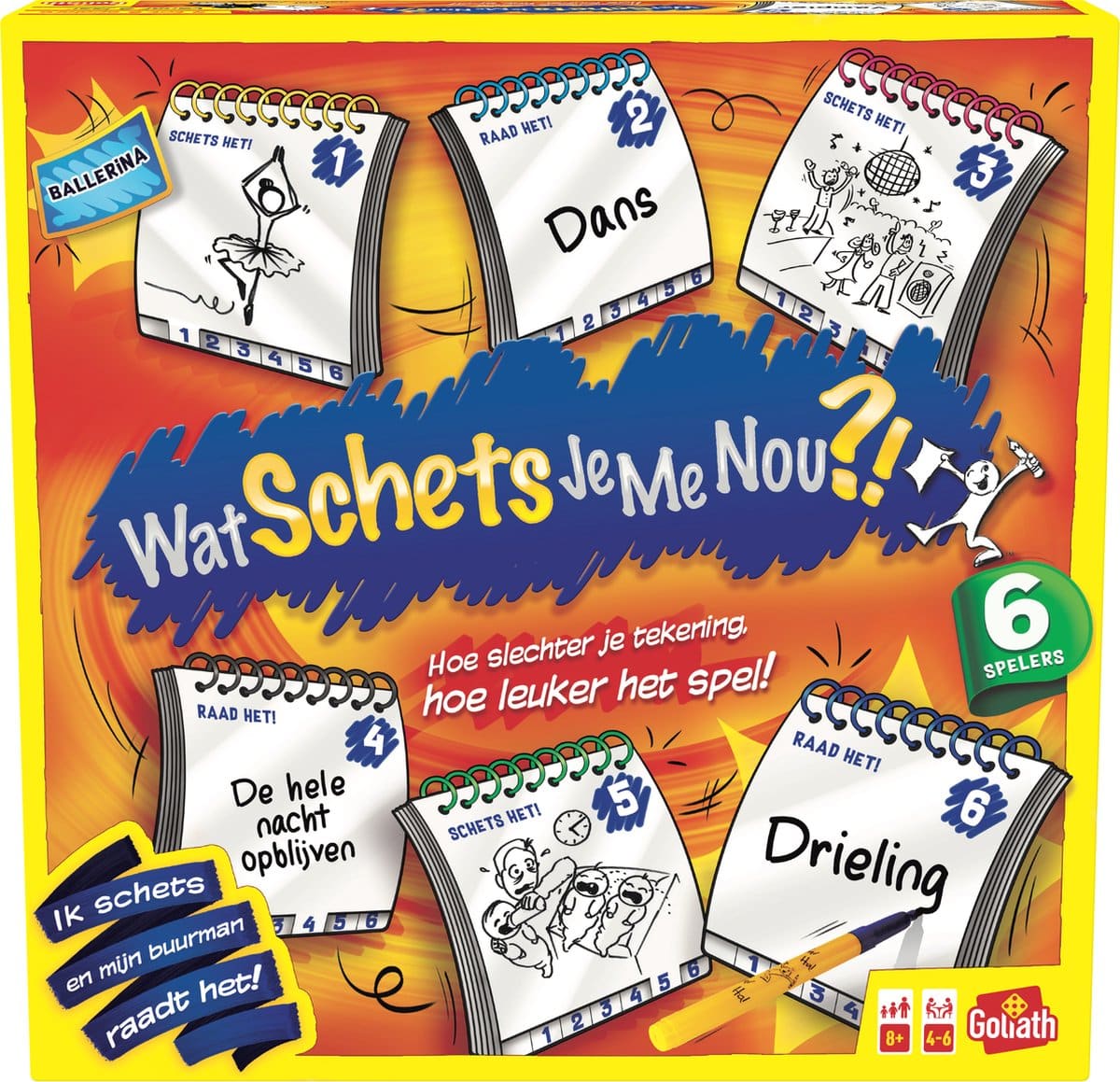 Wat schets je me nou?! 6 spelers