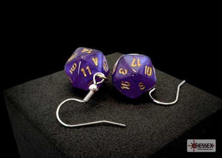Hook Earrings Borealis Royal Purple Mini-Poly D20