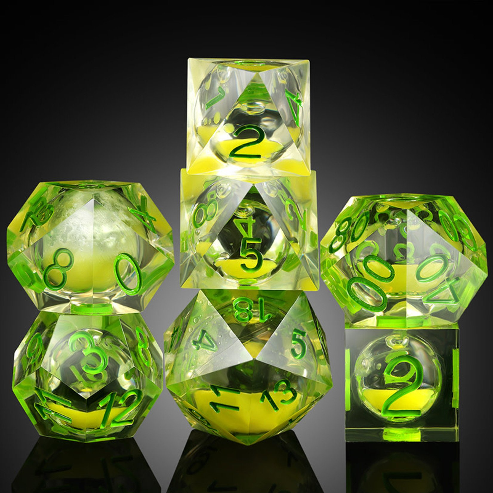 Liquid Core Dice Set - Green Lava