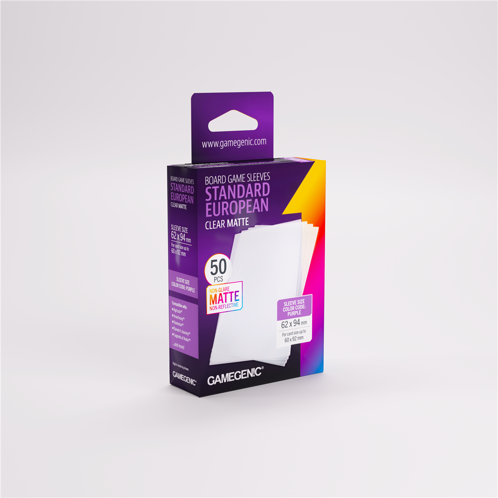 Sleeves: Matte Board Game Standard European 62x94mm (50)