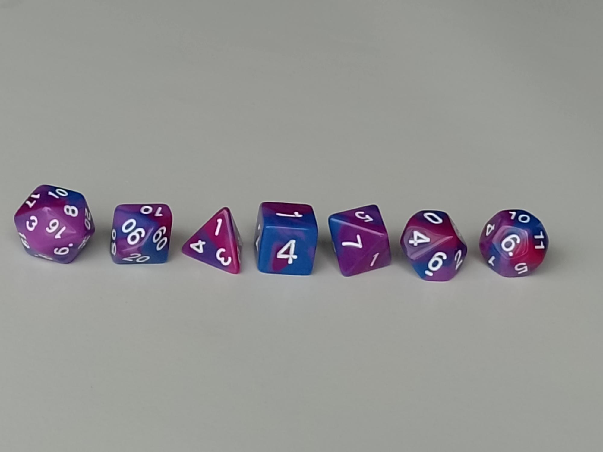  RPG Dice set (7) Blended in paars/rood/blauw