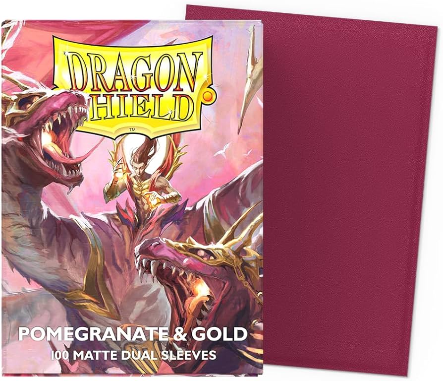 Dragon Shield Sleeves - Matte Dual Pomegranate & Gold (100 stuks)