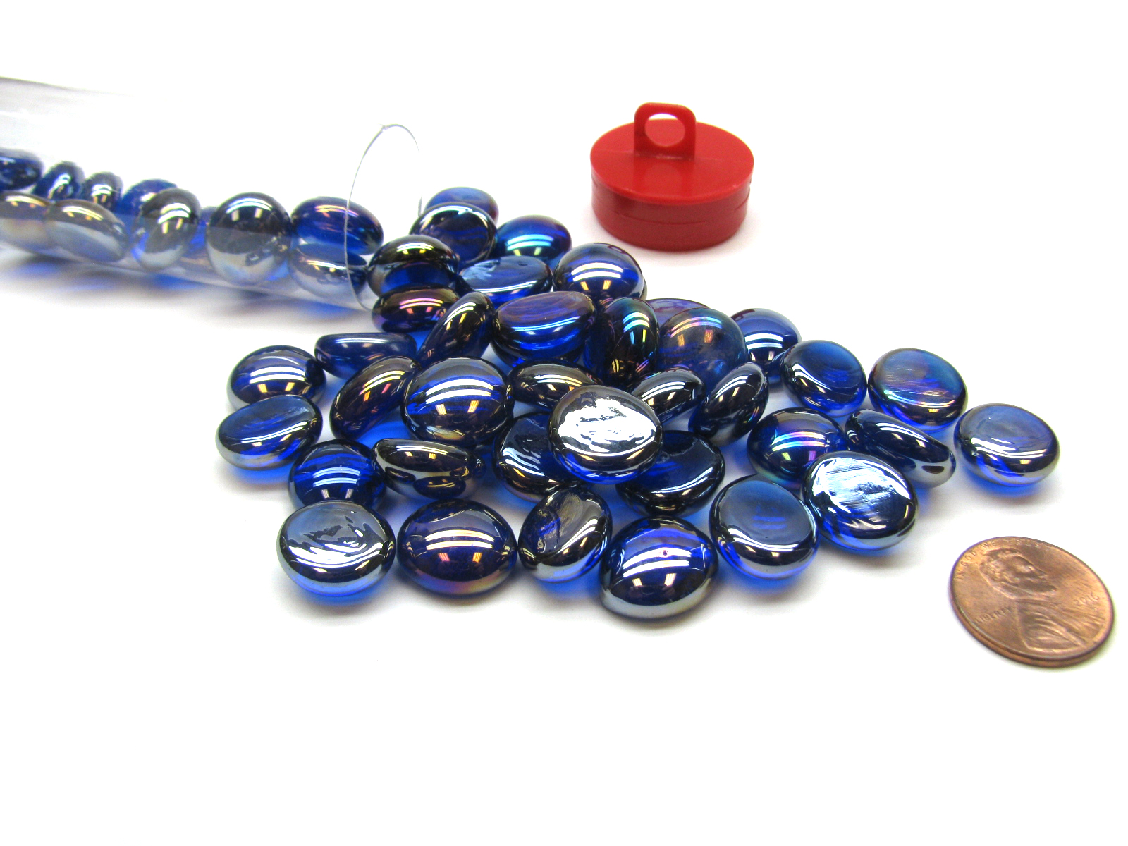 Glass Gaming Stones - Crystal Dark Blue Iridized (40+)