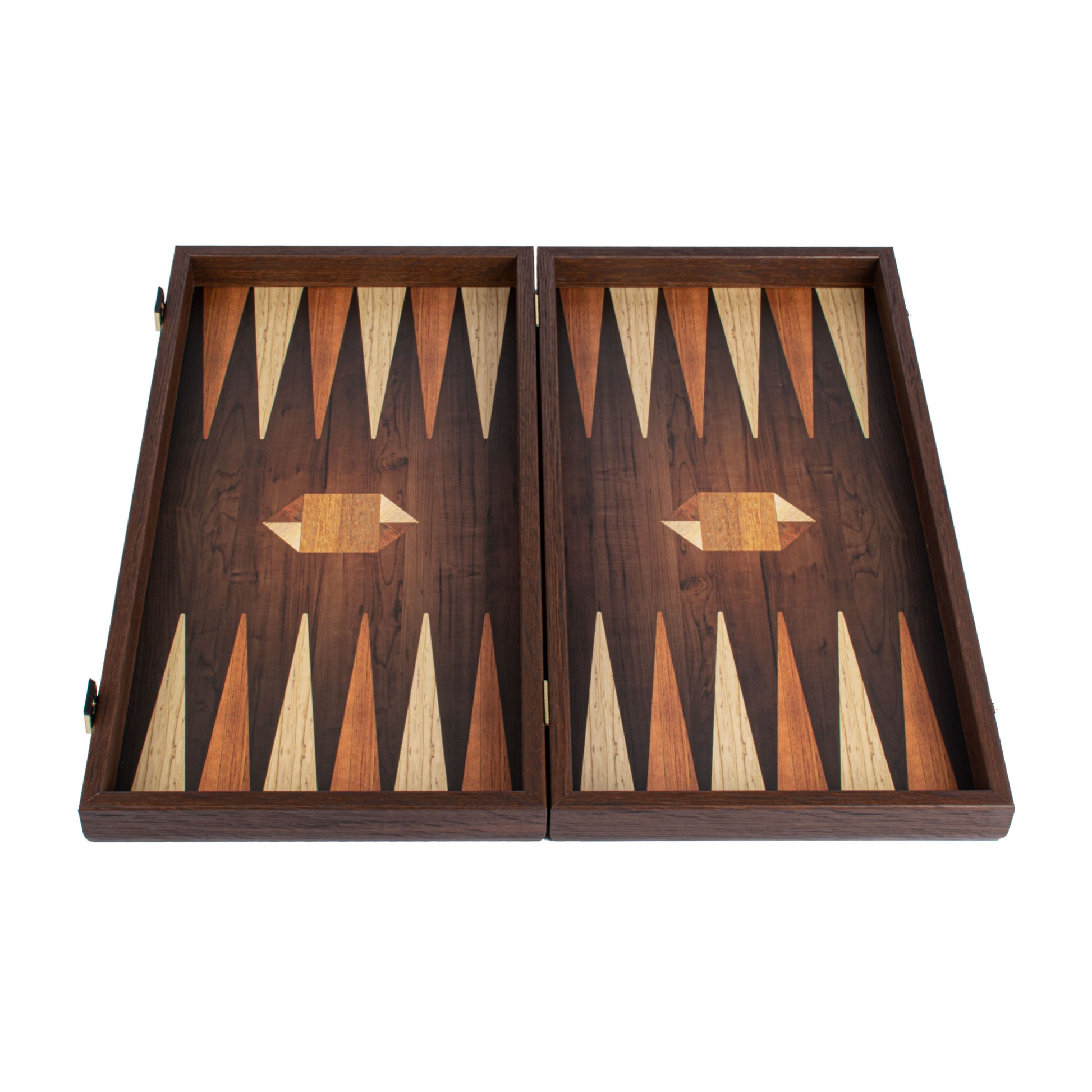 Geometrische houtmotief backgammon set - Art Deco geïnspireerd ontwerp