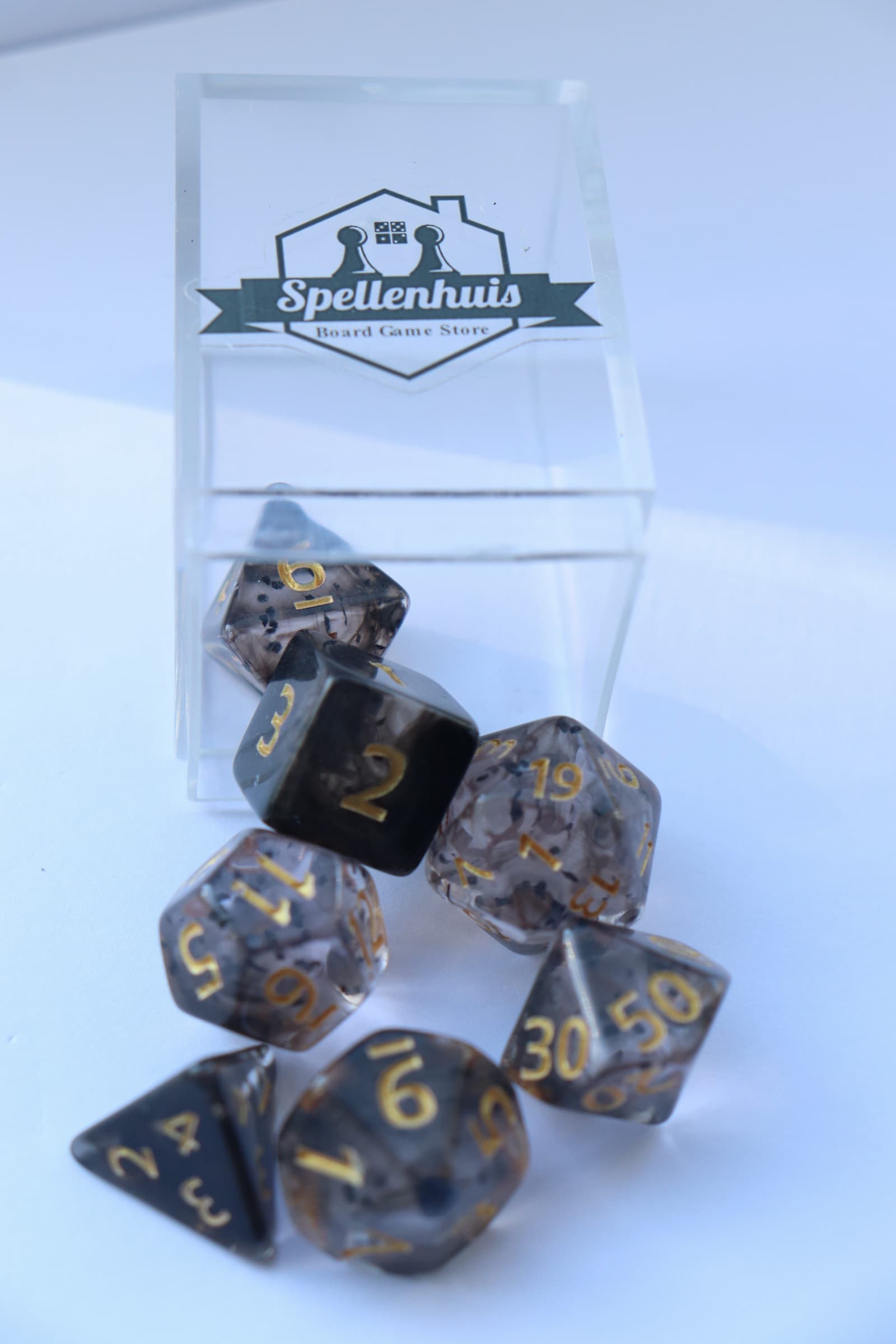 RPG Dice set (7) Translucent Glitter Black