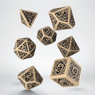 Dice Set Celtic - Revised Beige & Black