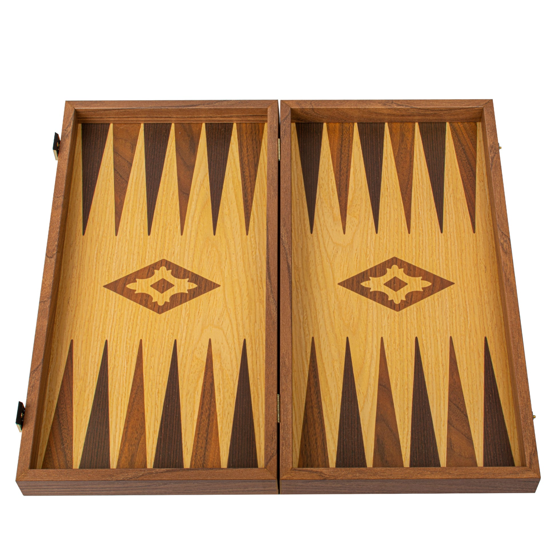 Handgemaakte replica backgammonset van eiken en walnoot