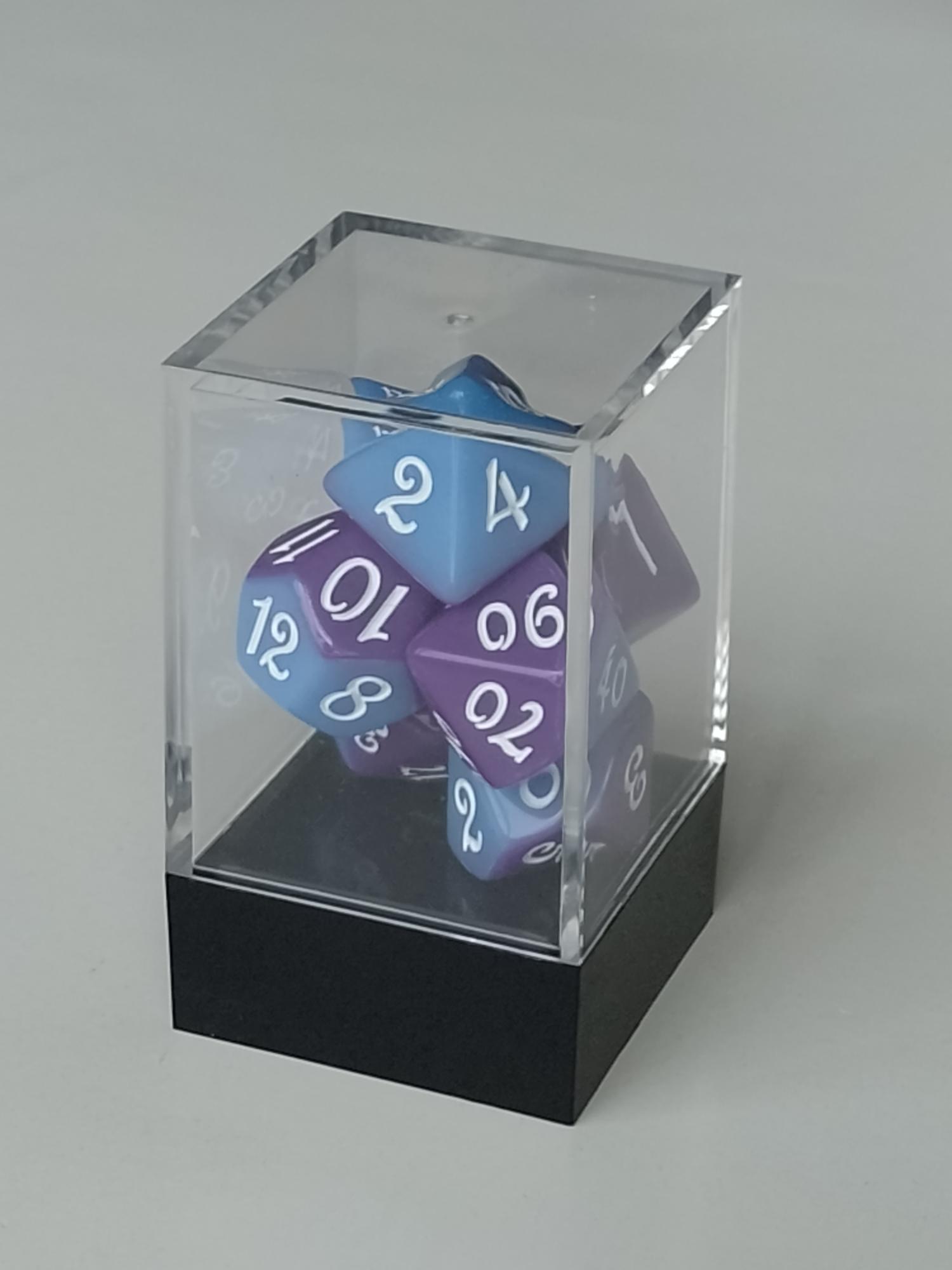 RPG Dice set (7) gemarmerd in wit/roze/paars RPG Dice set (7) gemarmerd in wit/roze/paars