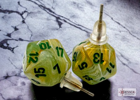 Stud Earrings Marble Green Mini-Poly D20