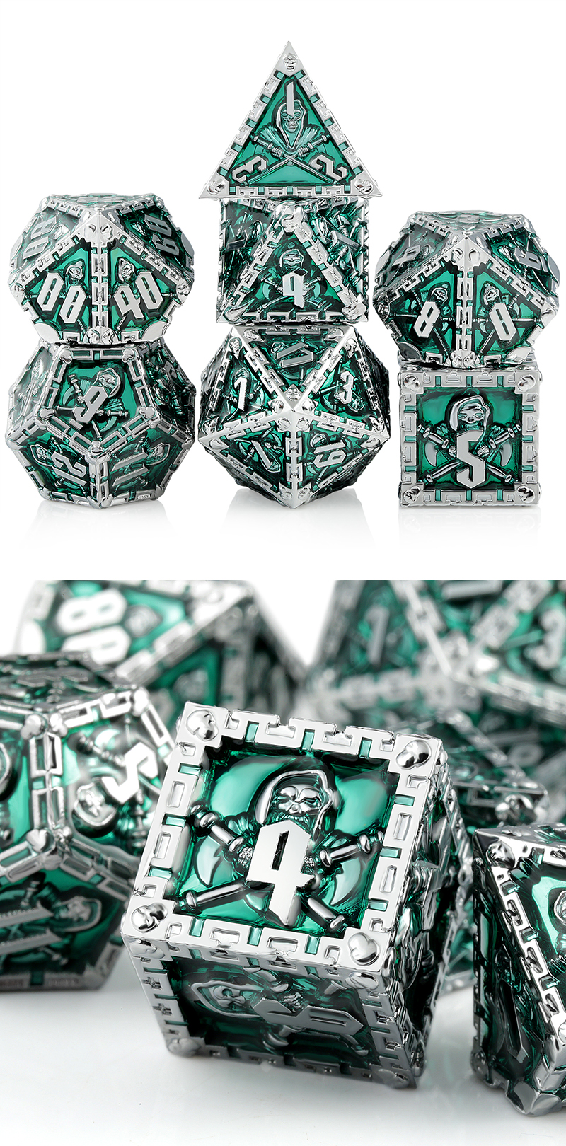 Metal & Enamel Dice Set - Reaper Green