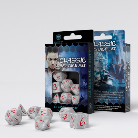 Classic RPG Pearl & red Dice Set (7)