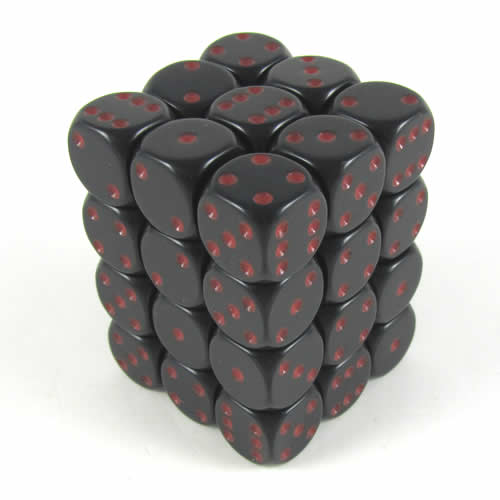Opaque Black/red D6 12mm Dobbelsteen Set (36 stuks)
