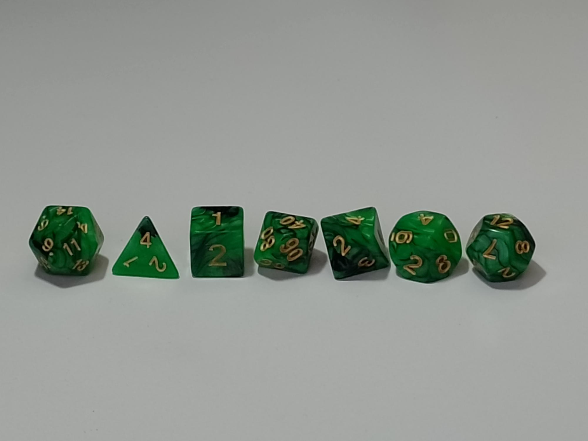 RPG Dice set (7) double groen/zwart