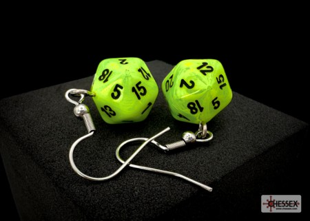 Hook Earrings Vortex Bright Green Mini-Poly D20