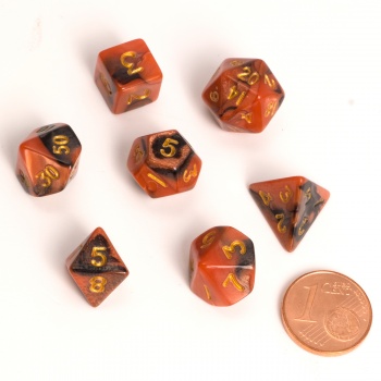 Fairy Dice RPG Set - BiColor Black Orange (7 Dice)