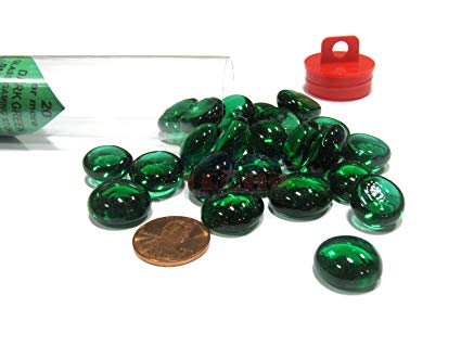 Glass Gaming Stones - Crystal Dark Green (40+)