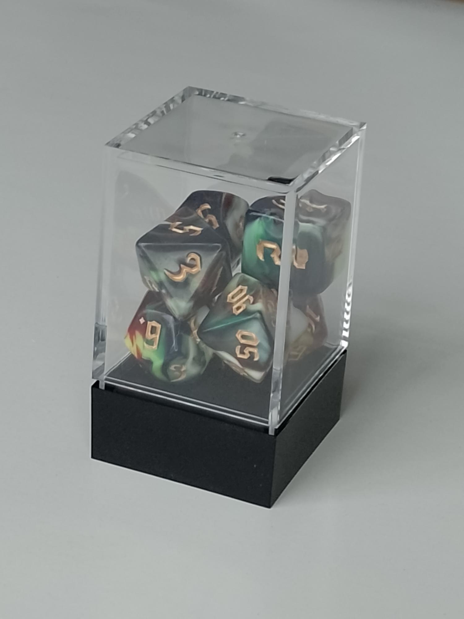 RPG Dice set (7) gemarmerd in wit/blauw/groen