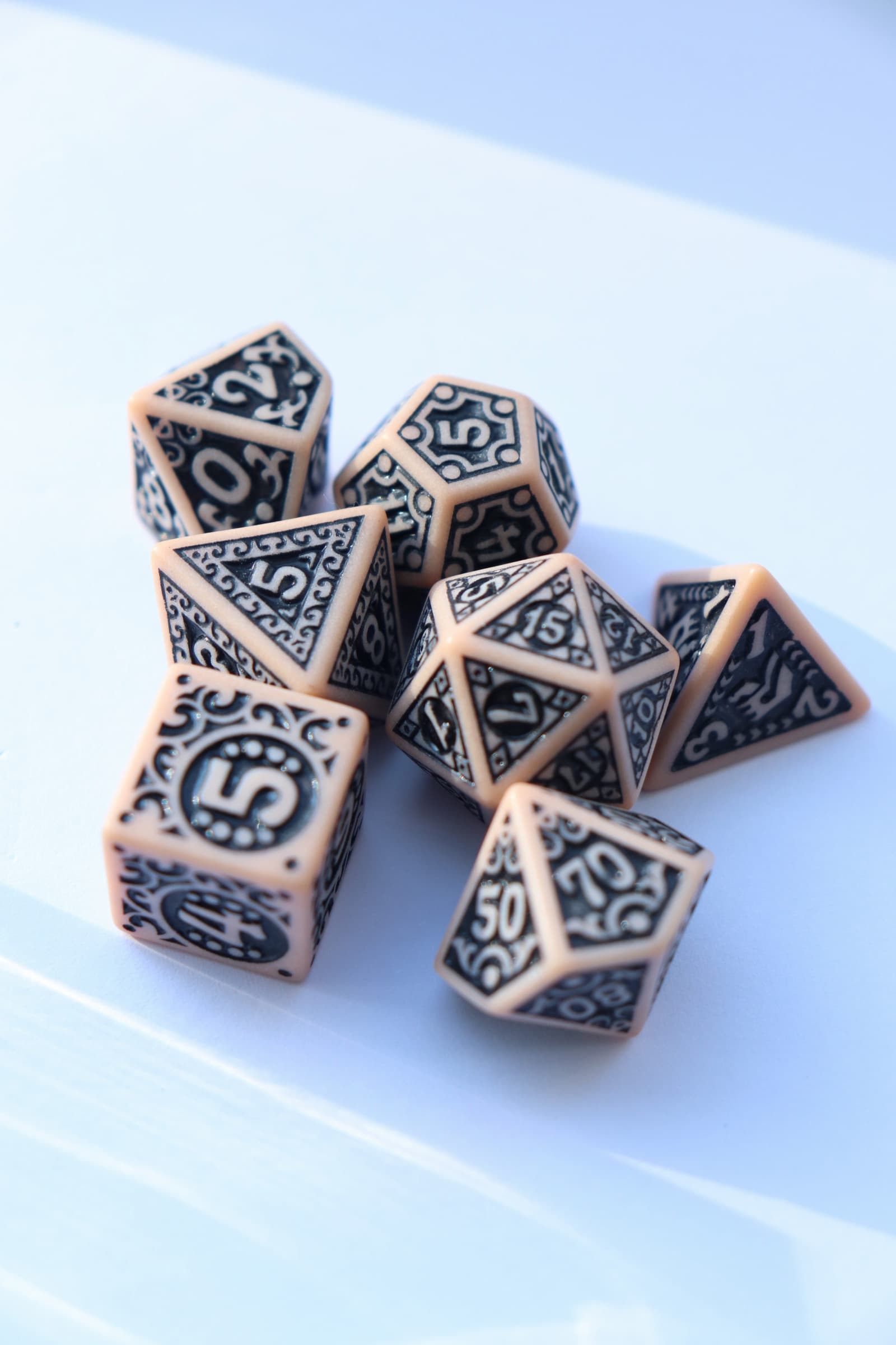 RPG Dice set (7) Black decorated