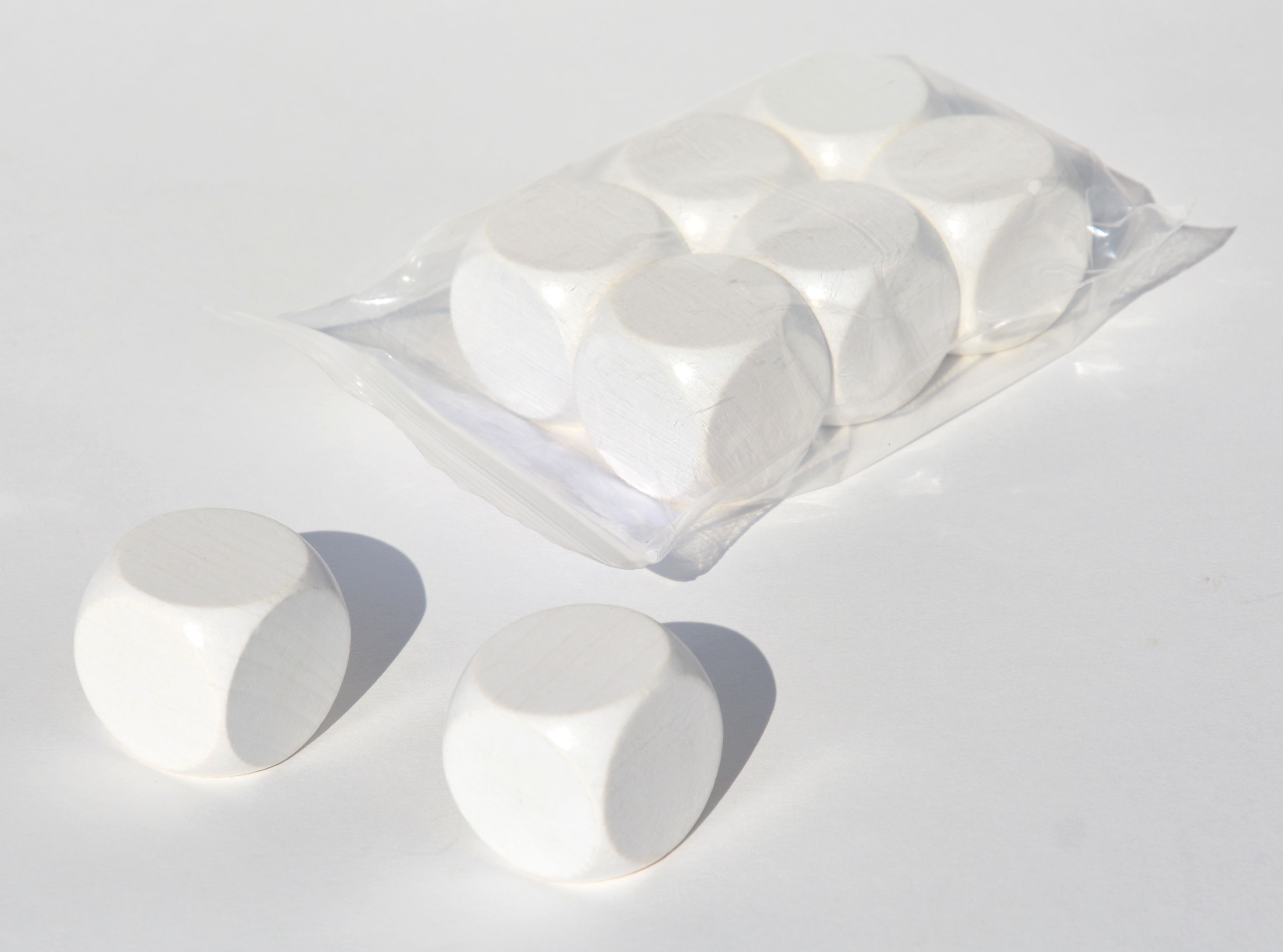 Dobbelsteen 30 mm.Wit blanco (6)