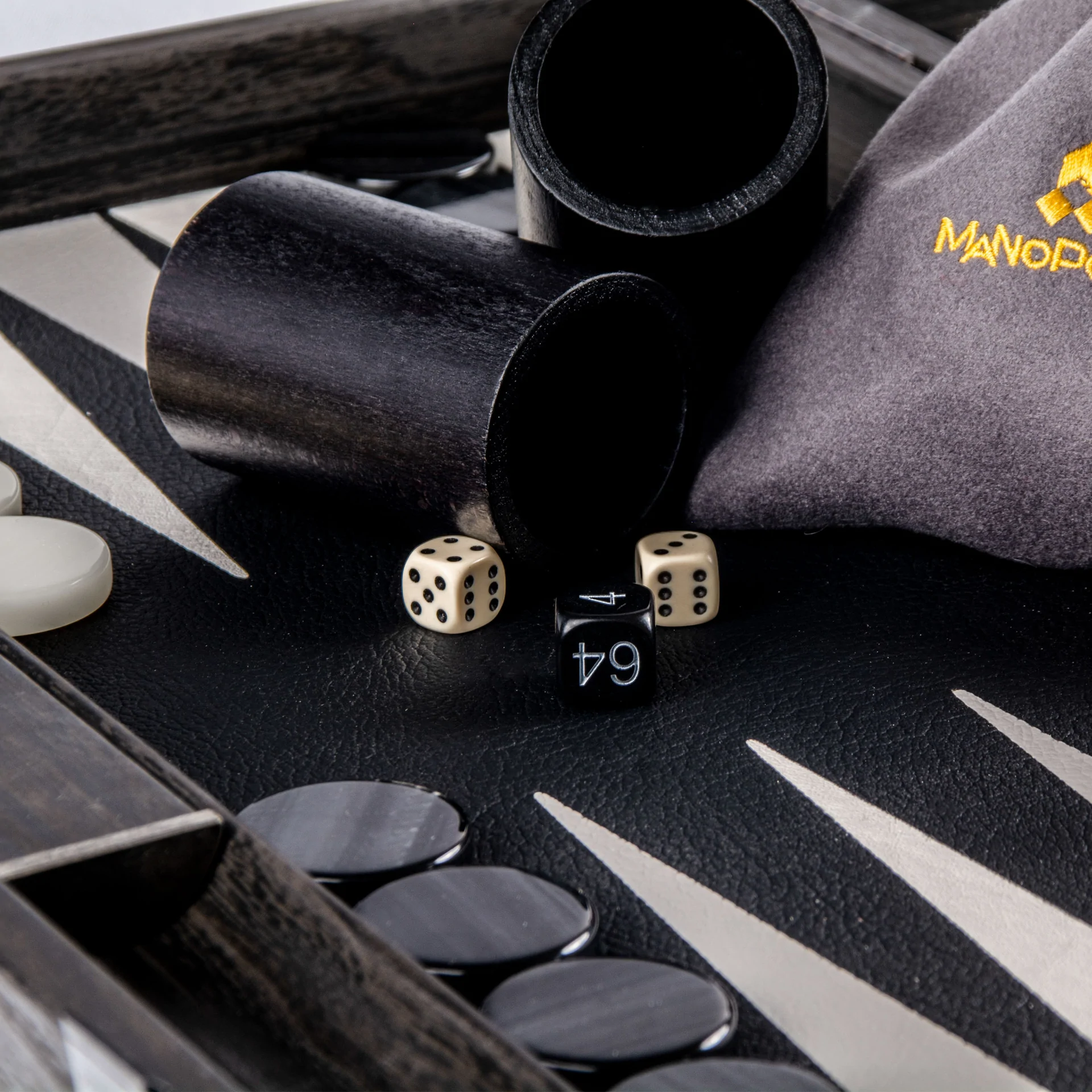 Backgammon Black Inlaid Leatherette