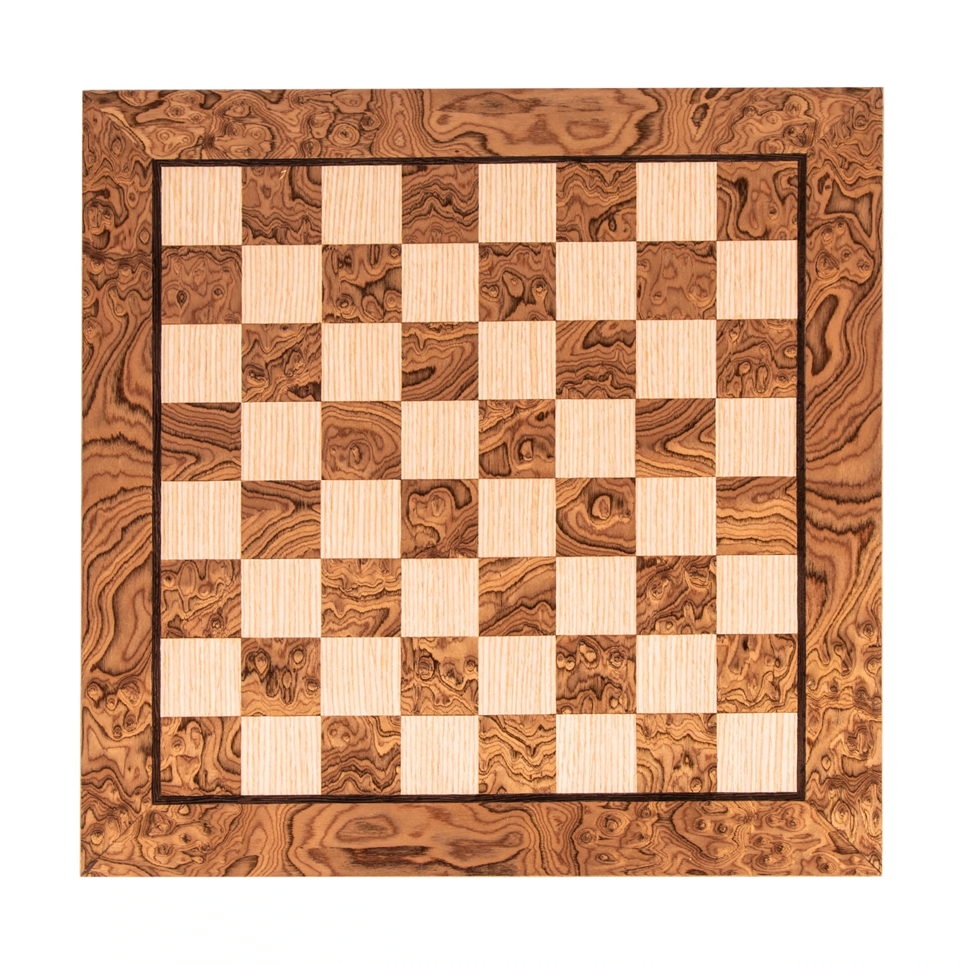 Schaakbord Walnoot Burl & Eiken 40x40cm