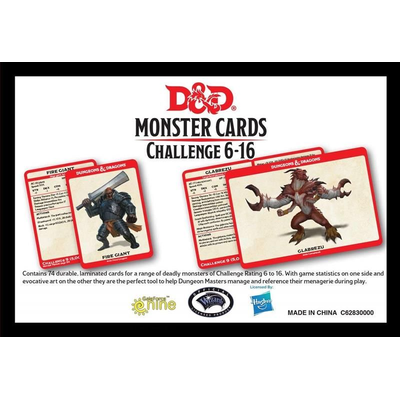 D&D Monster Card Deck Levels 6-16 (74 Cards)