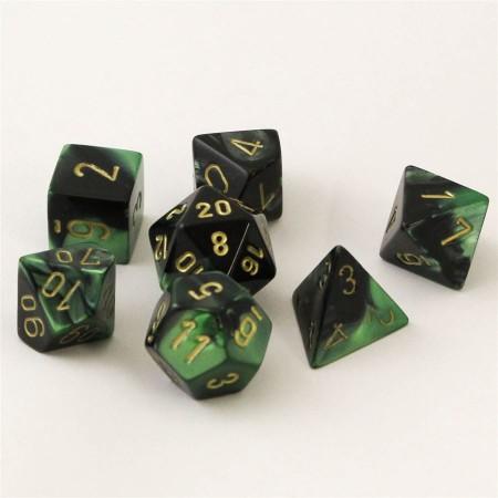 Gemini Black-Green w/gold polydice set