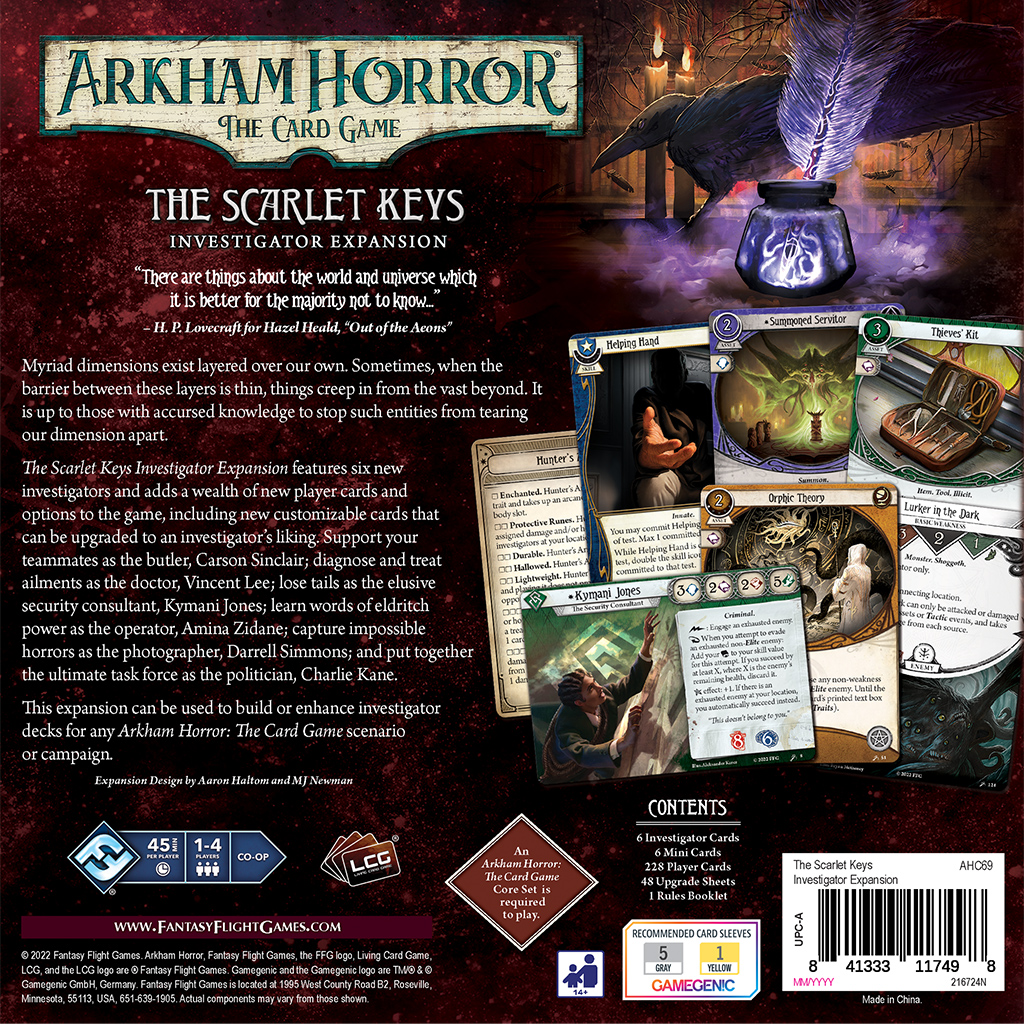 Arkham Horror LCG The Scarlet Keys Investigator Expansion