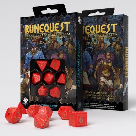 RuneQuest Red & gold Dice Set