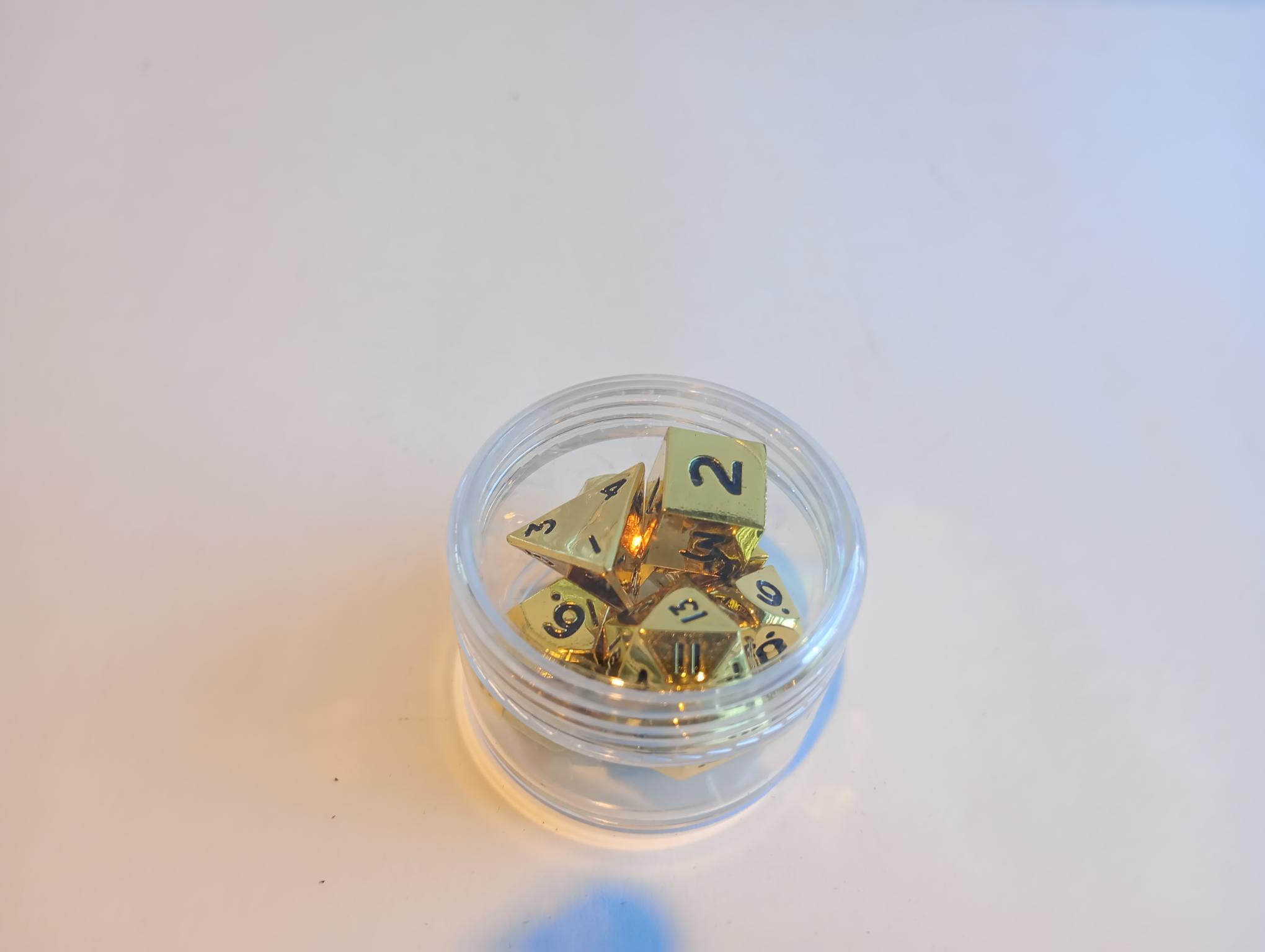 RPG Dice set (7) Mini Metal Gold