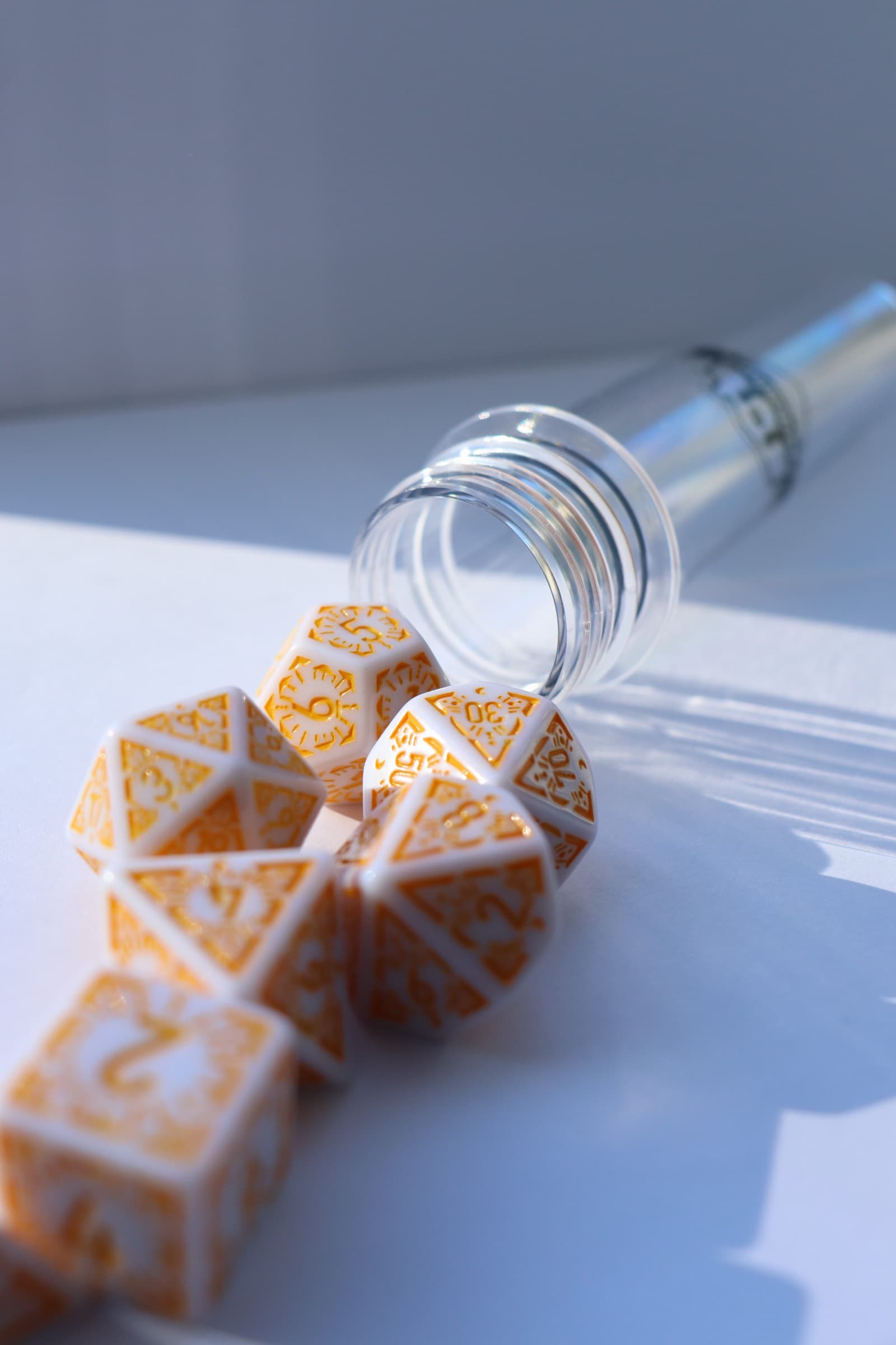 RPG Dice set Koker - Geel Wit