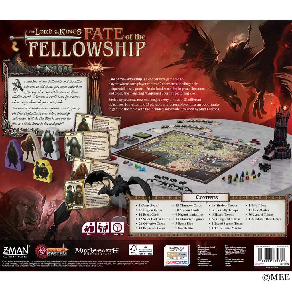 LOTR Fate of the Fellowship - Pandemic System Game