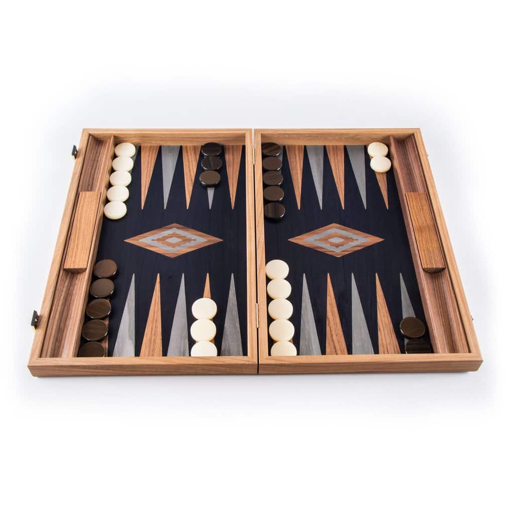 Backgammon American Walnut with Black Oak - Large