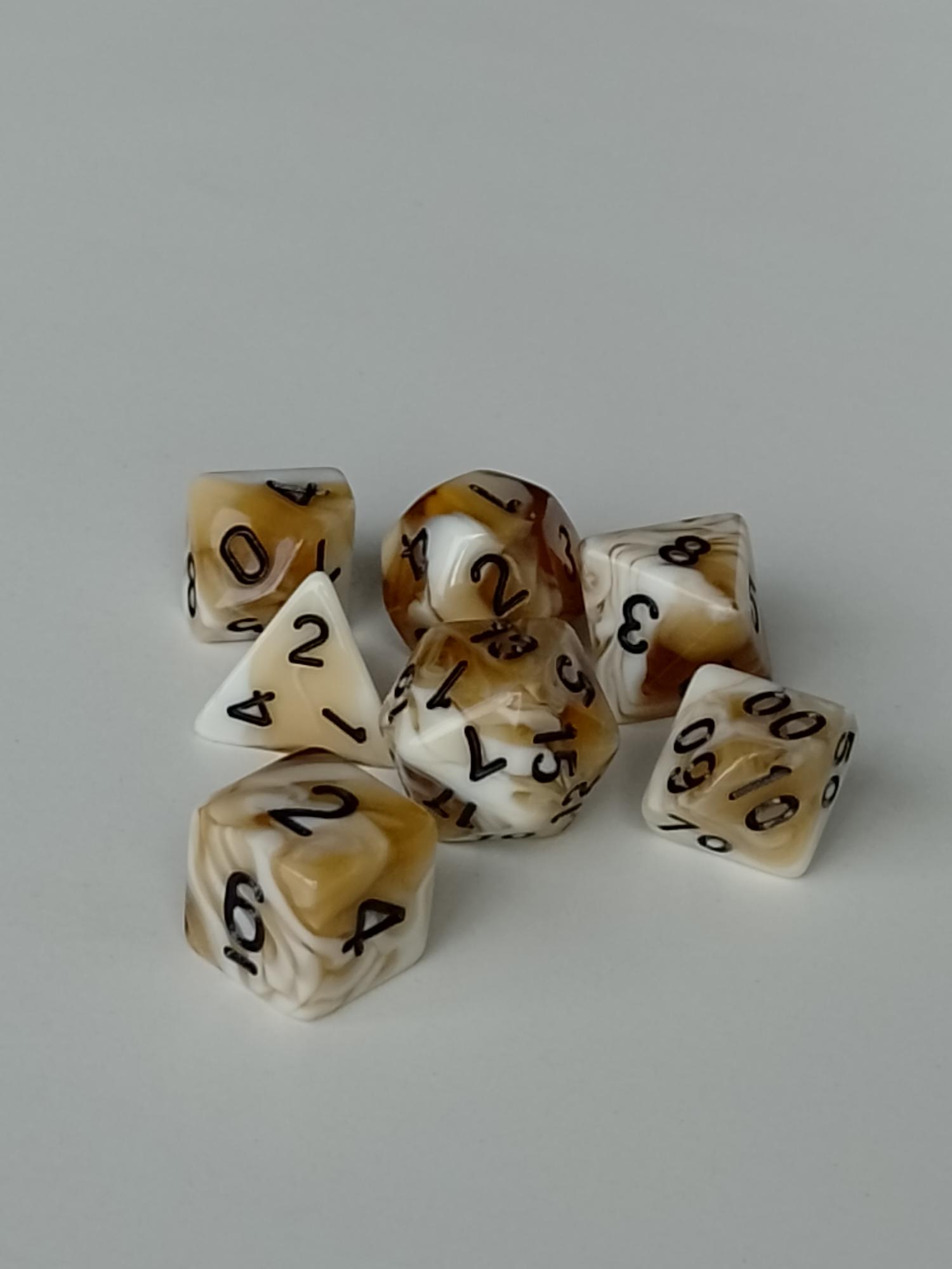 RPG Dice set (7) double color bruin wit