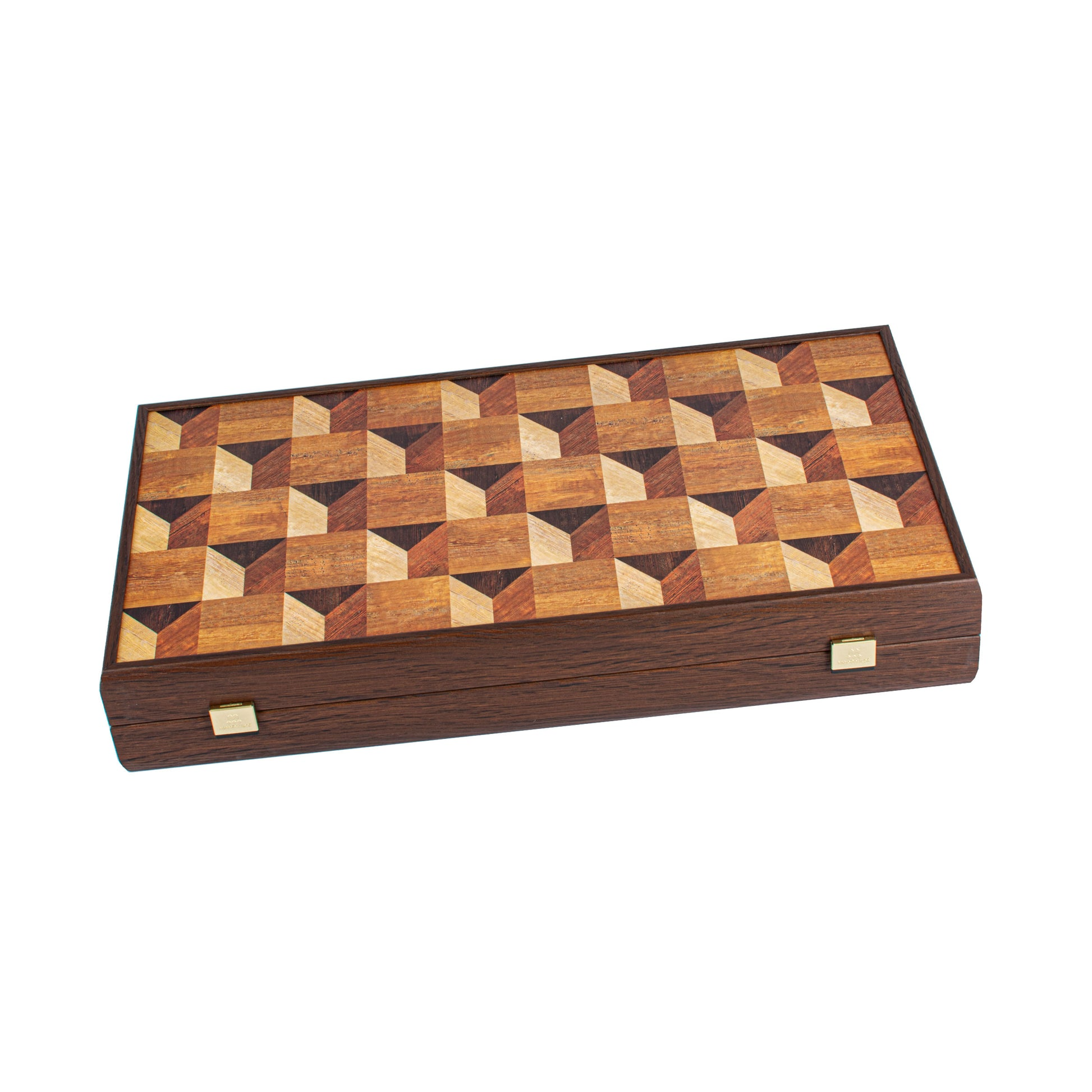 Geometrische houtmotief backgammon set - Art Deco geïnspireerd ontwerp