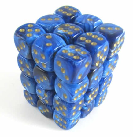 Vortex Blue/gold D6 12mm Dobbelsteen Set (36 stuks)