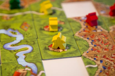 Carcassonne spel overzicht Carcassonne spel op tafel